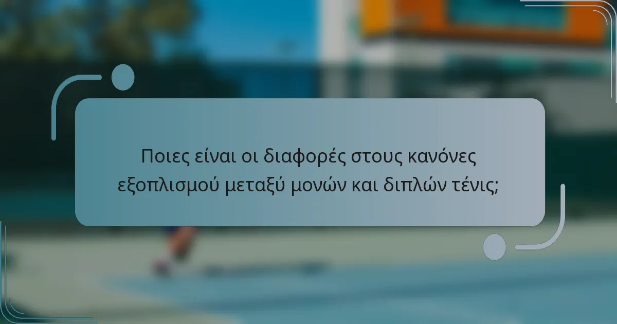 Ποιες είναι οι διαφορές στους κανόνες εξοπλισμού μεταξύ μονών και διπλών τένις;