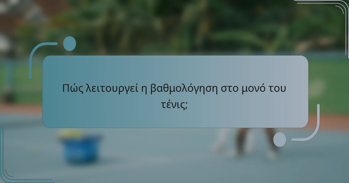 Πώς λειτουργεί η βαθμολόγηση στο μονό του τένις;